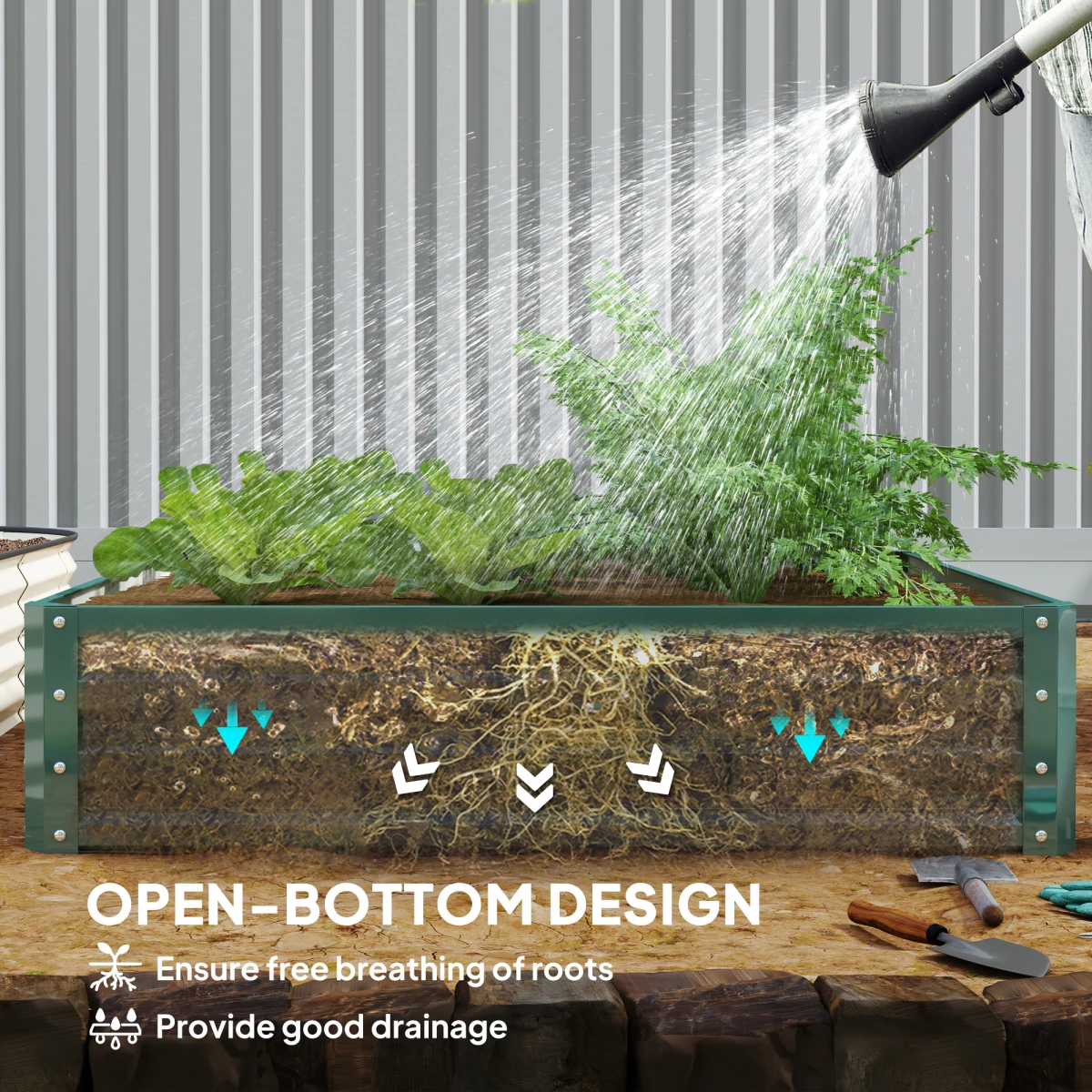 Premium Raised Garden Bed 120x120cm Open Bottom Vegetables by Outsunny