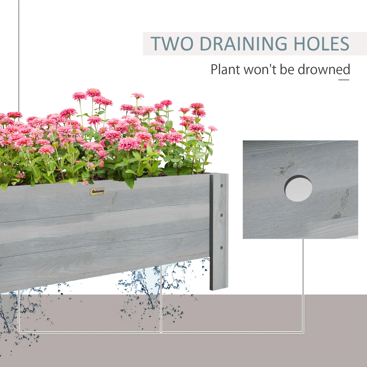 Outsunny Outsunny Raised Bed Planter 100x36.5x36cm Drainage Garden - Planters