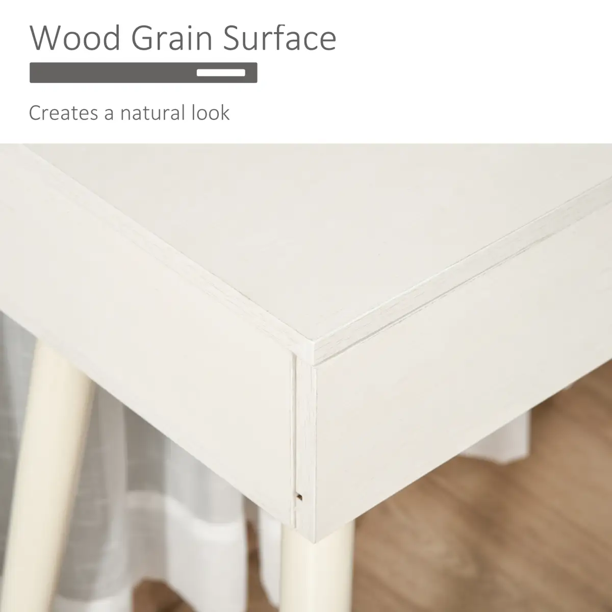 HOMCOM Dressing Table Vanity Set Makeup Desk with Round Mirror Cushioned Stool White - Desk