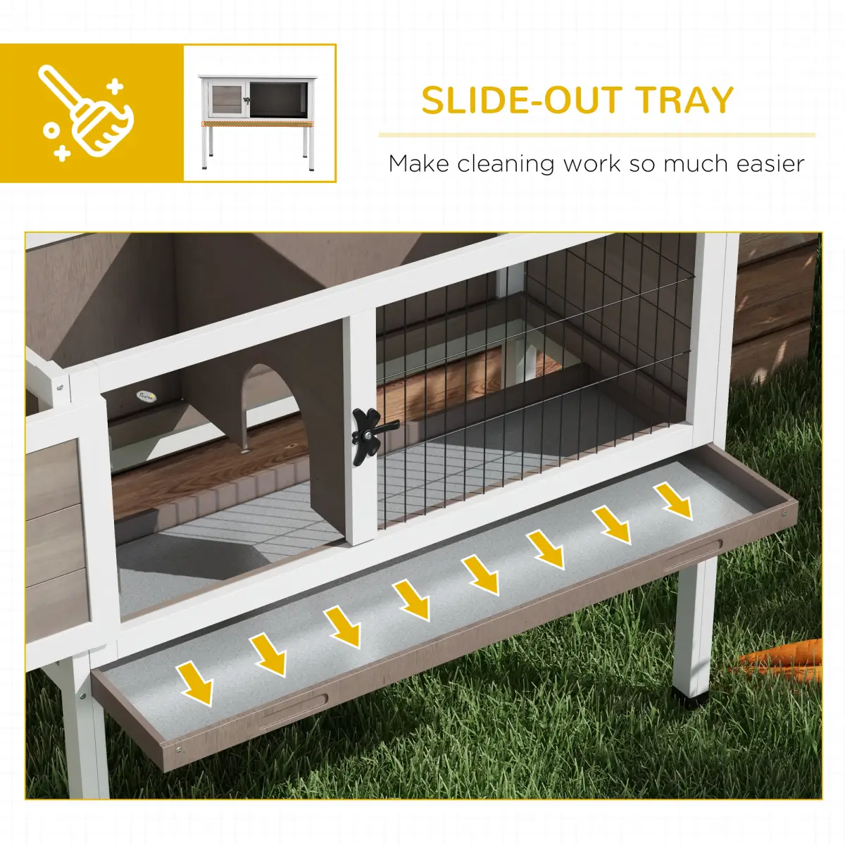 PawHut Pawhut Large Elevated Indoor Outdoor Wooden Rabbit Hutch w/ Asphalt Roof, Tray - Rabbit Hutch