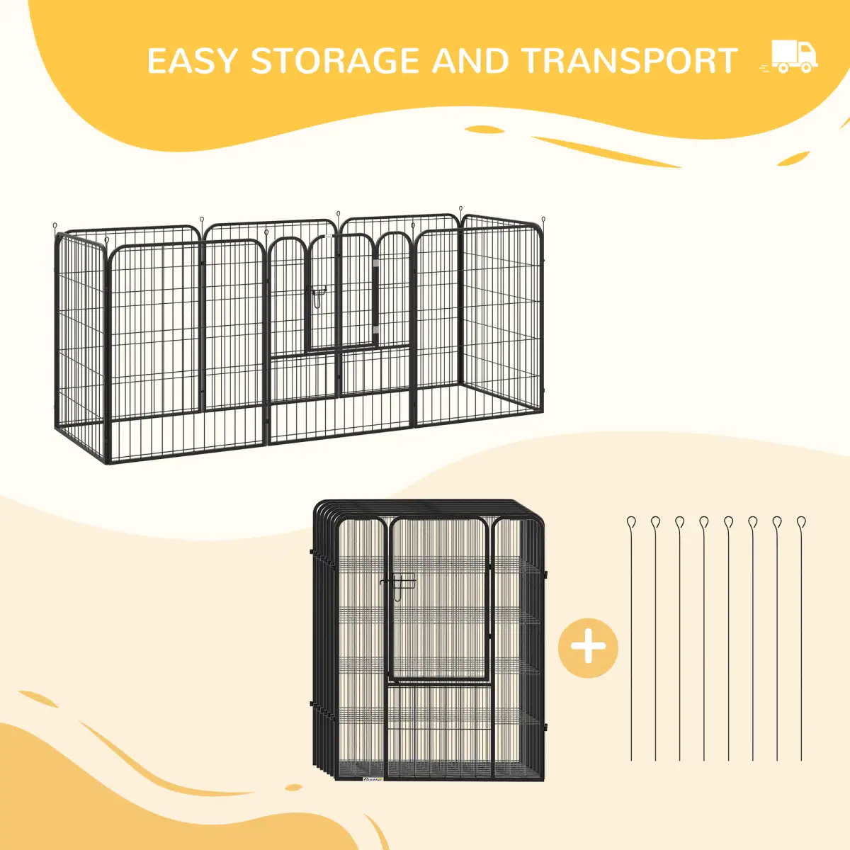 Pawhut 4 Sizes Pet Playpen Dog Rabbit Puppy Cage Folding Run Fence Metal Hutch - Pet Playpen