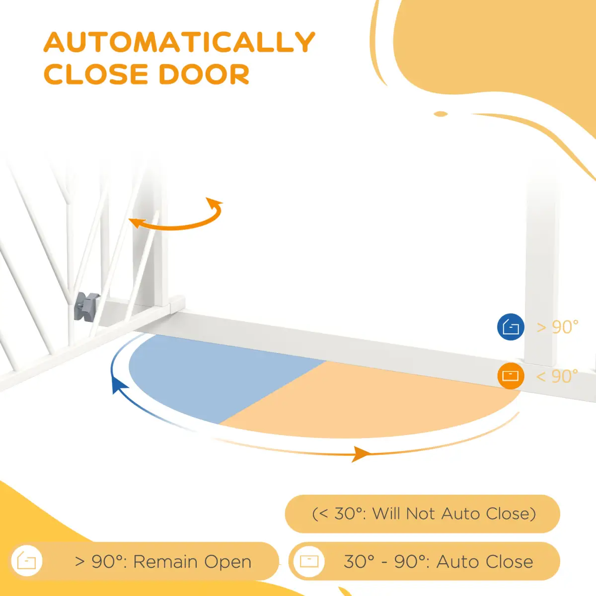 PawHut Pressure Fit Safety Gate w/ Auto Closing Door, Double Locking, Openings 74-80cm - Pet Gate