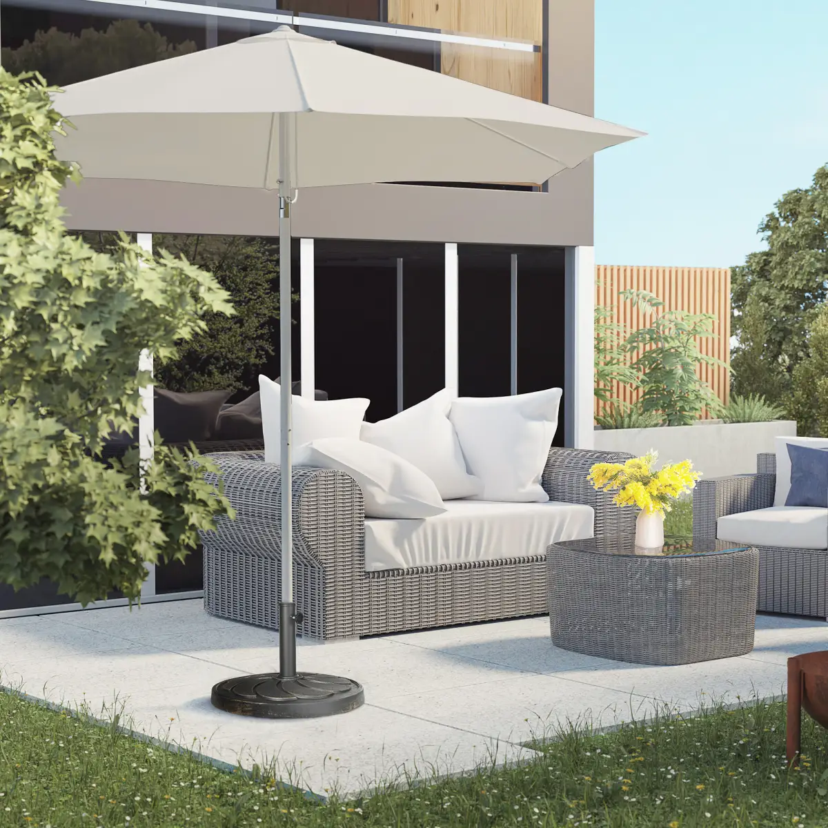 Outsunny Outsunny 18kg Round Resin Garden Parasol Base for Poles of 38mm-48mm - Parasol