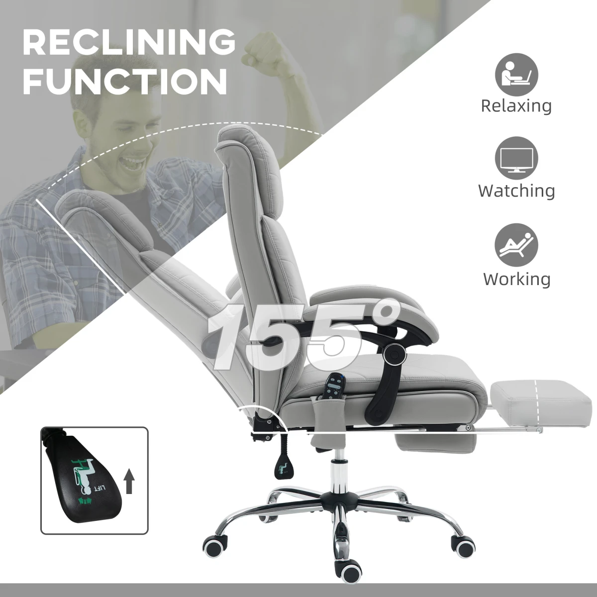 Vinsetto Massage Office Chair Ergonomic Four Point Vibration With Heat For Home Office by Vinsetto