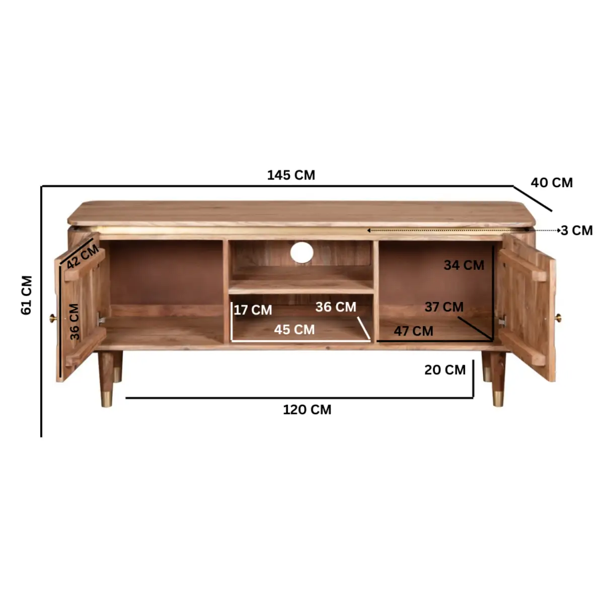 Indian Hub Wilton Acacia Wood Tv Unit - TV Unit