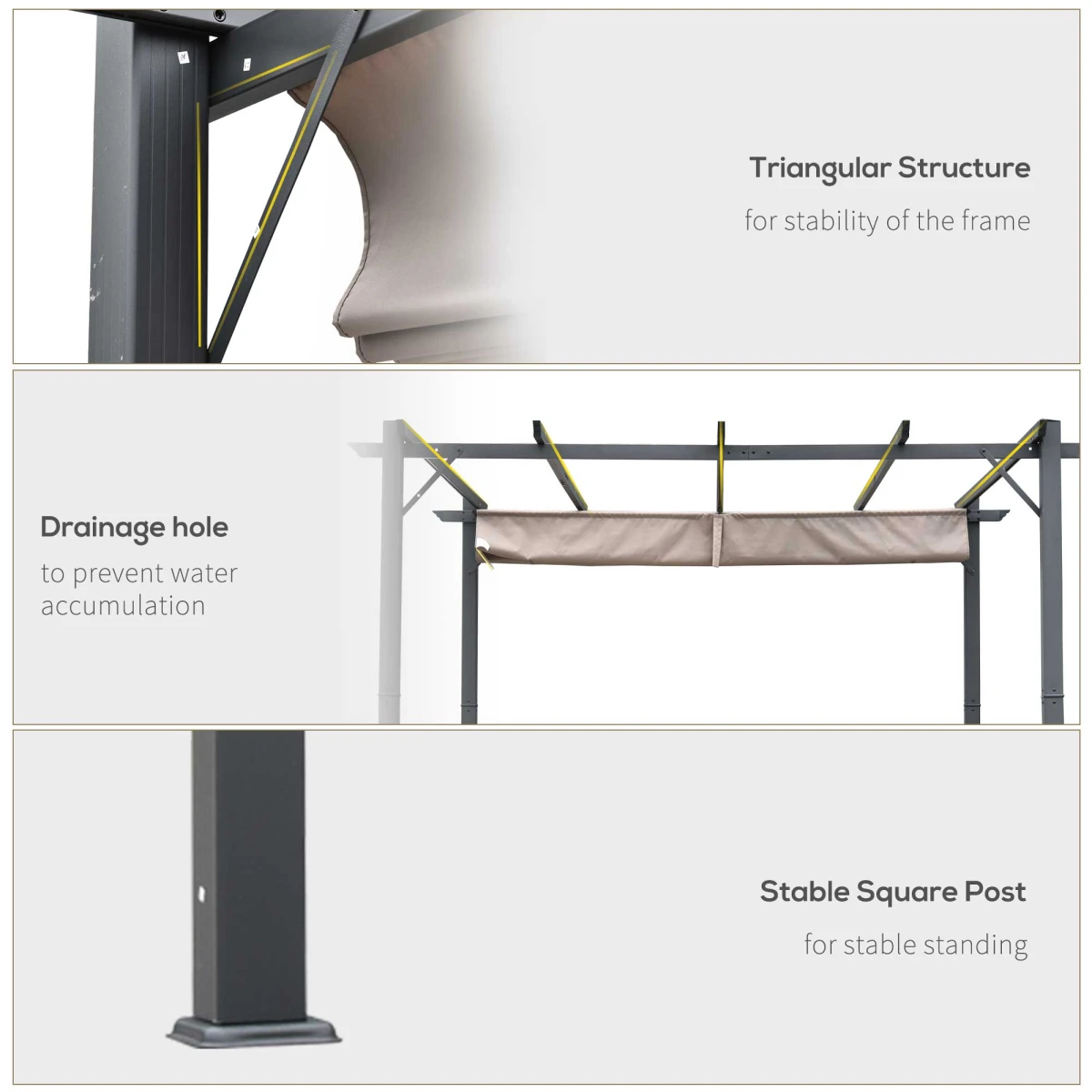 Outsunny Pergola 3x3m Adjustable Canopy Patio by Outsunny