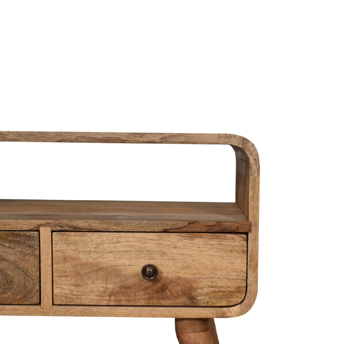 Artisan Furniture Mango Wood Mini Media Console With Open Shelf And Two Drawers For Small Spaces by Artisan Furniture