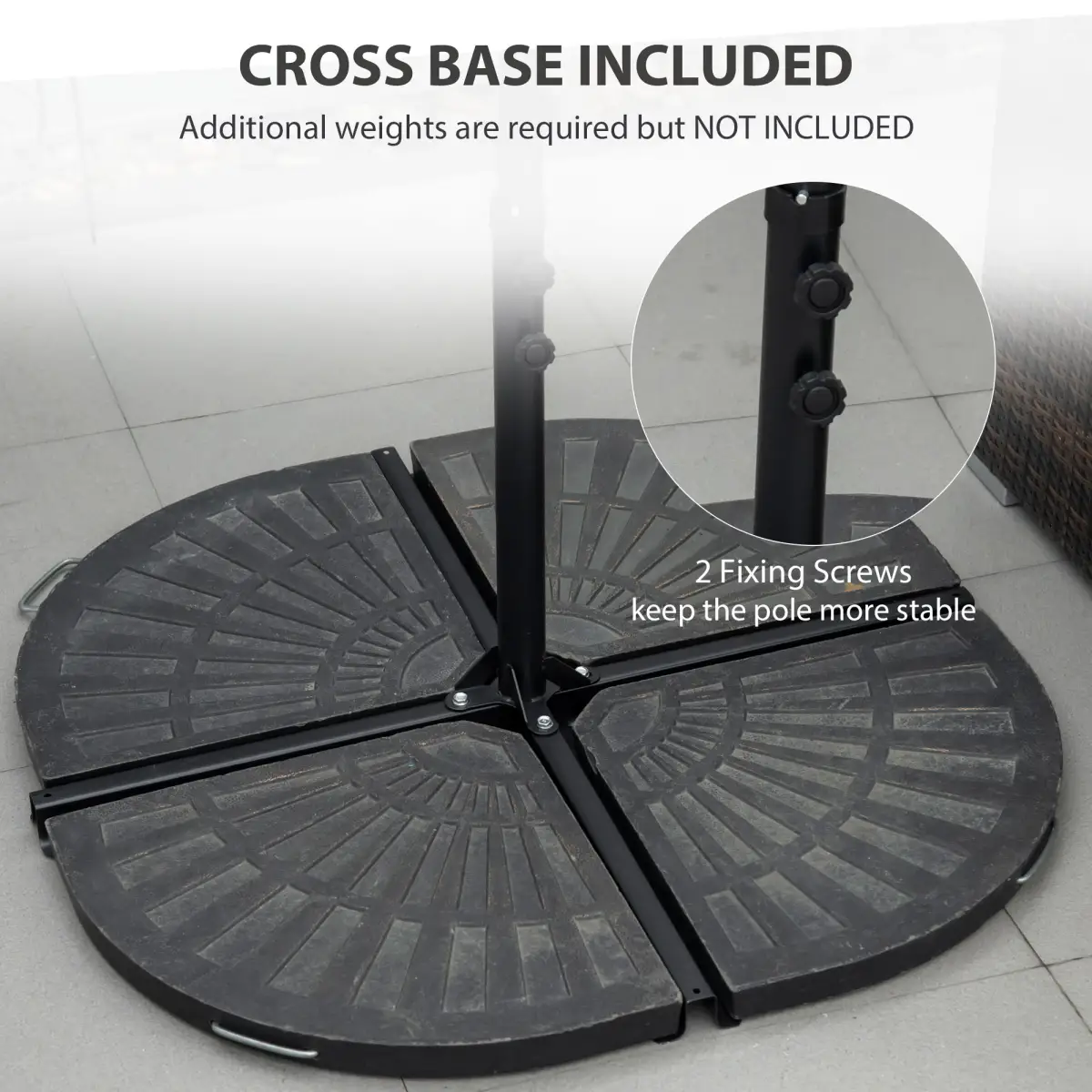 Premium Cantilever Parasol 2.5m With 360 Degree Rotation And Cross Base Beige For Large Patio Sets - Outsunny - Home Symphony