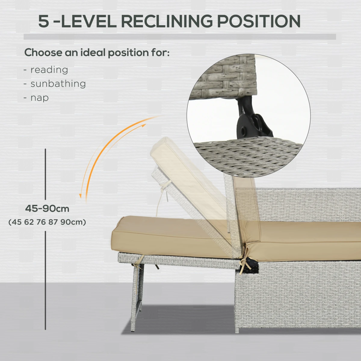 Premium Rattan Lounge Set 5-Piece With Beige Cushions For Outdoor Patio Use And Garden Parties by Outsunny