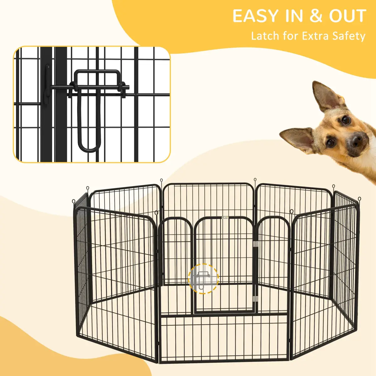 Pawhut 4 Sizes Pet Playpen Dog Rabbit Puppy Cage Folding Run Fence Metal Hutch - Pet Playpen