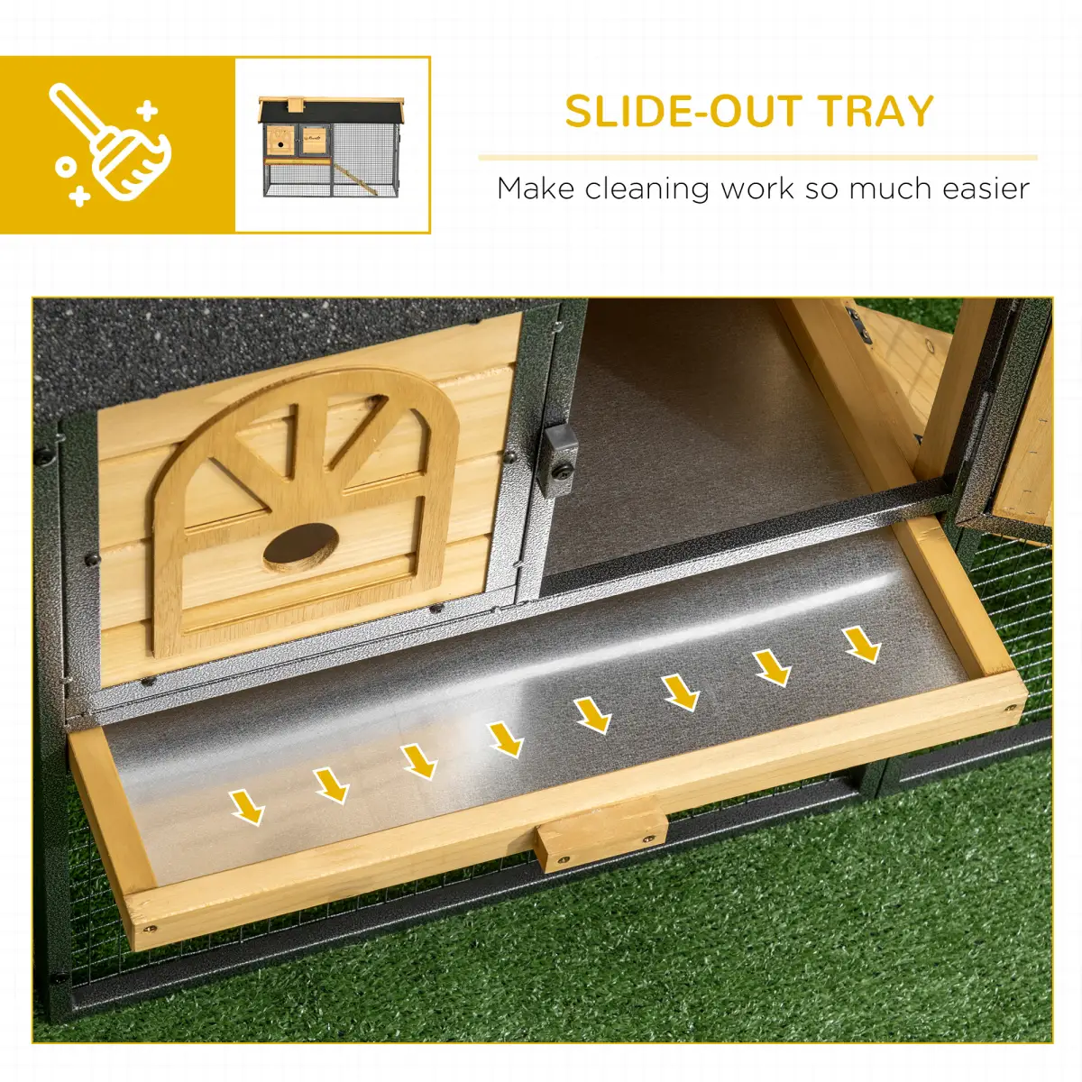 PawHut PawHut Rabbit Hutch Outdoor Bunny Cage w/ Run, Removable Tray 120 x 55.5 x 80cm - Rabbit Hutch