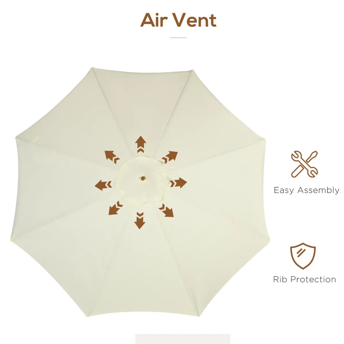 Outsunny Outsunny Garden Parasol Patio Umbrella with Ruffles and Wooden Pole Beige - Parasol