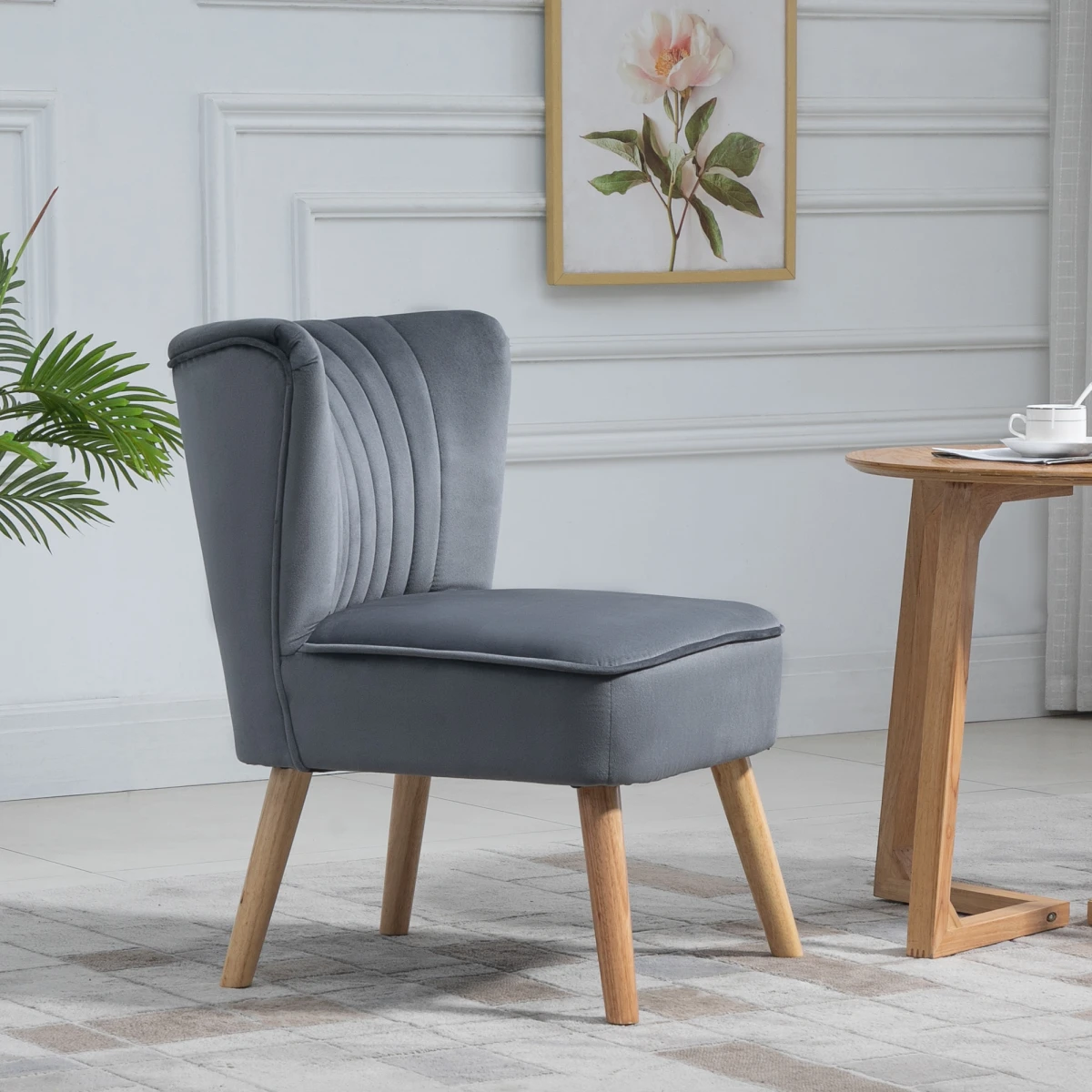 HOMCOM HOMCOM Velvet Accent Tub Chair Soft Upholstery Living Room - Accent Chair