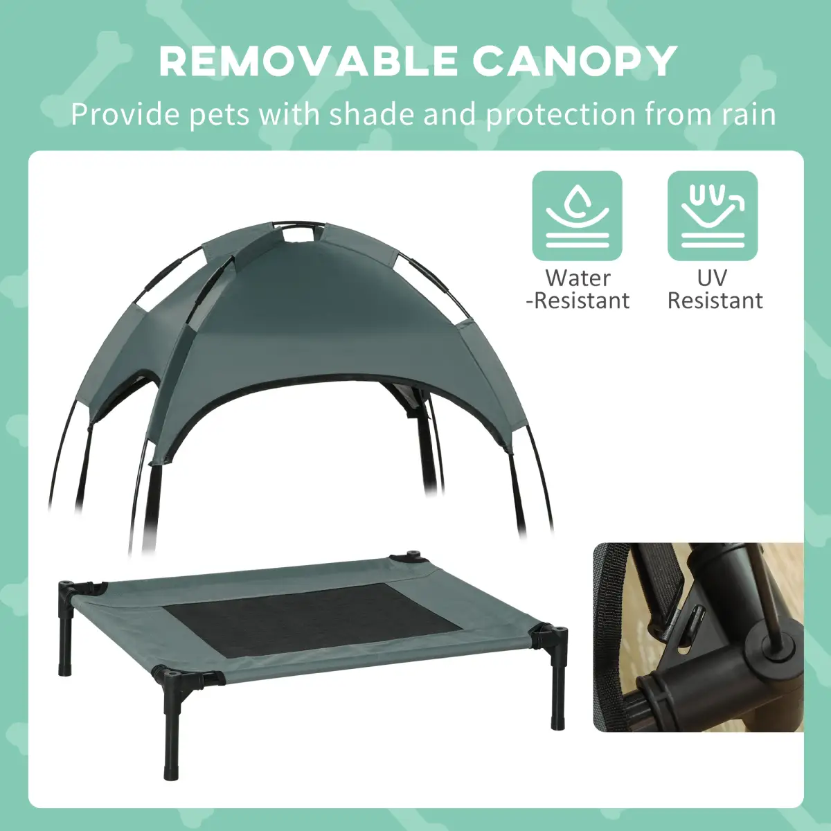 Unbranded 61 cm Elevated Dog Bed Cooling Raised Pet Cot UV Protection Canopy Grey Pawhut - Dog Beds