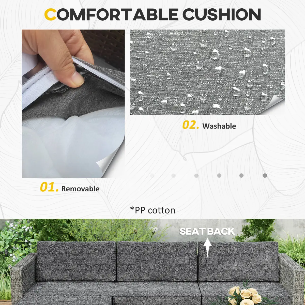 Outsunny Outsunny 5 PCs Rattan Garden Furniture Set with Glass Coffee Table Dark Grey - Garden Set