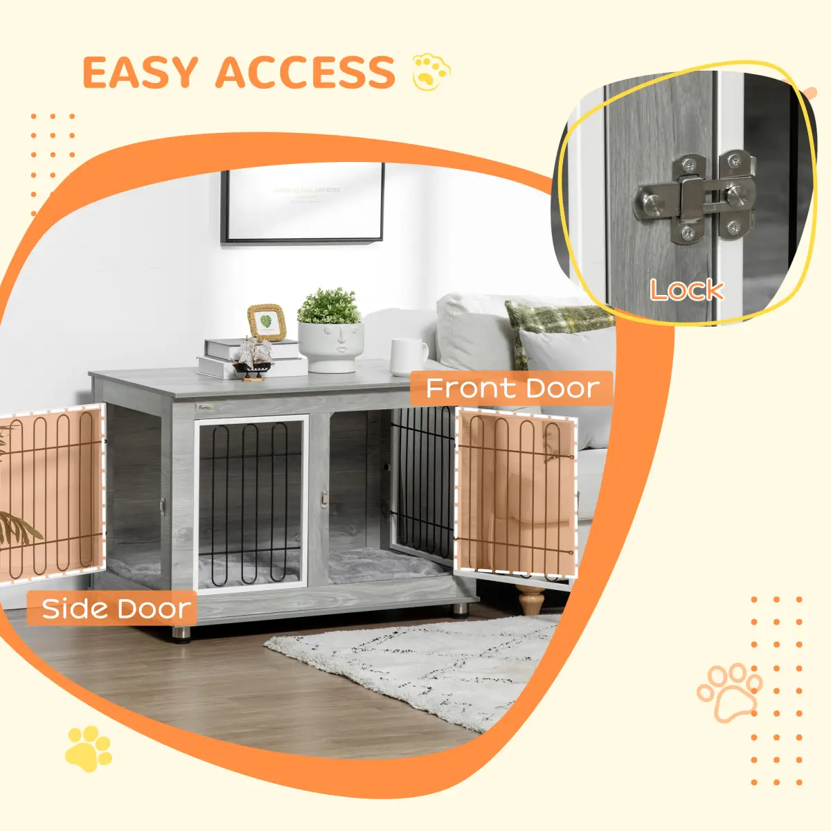 PawHut PawHut Dog Crate Furniture, Dog Crate End Table w/ Soft Cushion, Double Door - Dog Crate