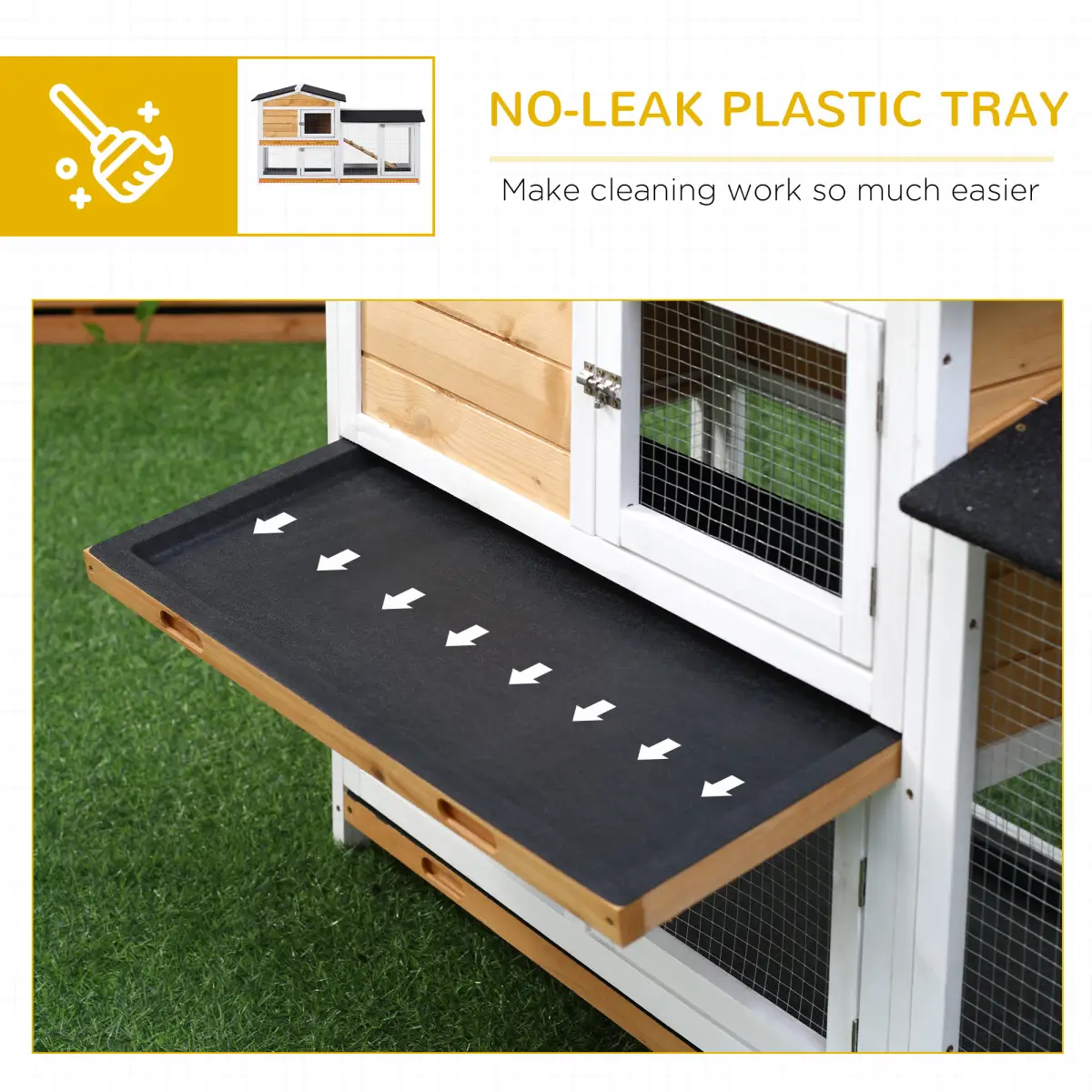 Unbranded 2-Tier Wooden Rabbit Hutch Guinea Pig House Pet Cage Outdoor Tray Ramp Pawhut - Rabbit Hutch