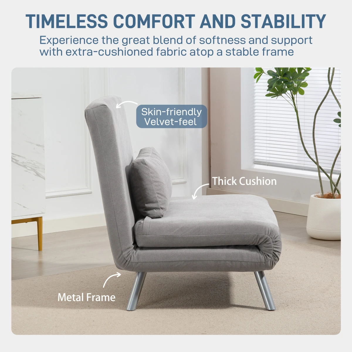 HOMCOM 2in1 Folding Sofa Bed Five Position Backrest by HOMCOM
