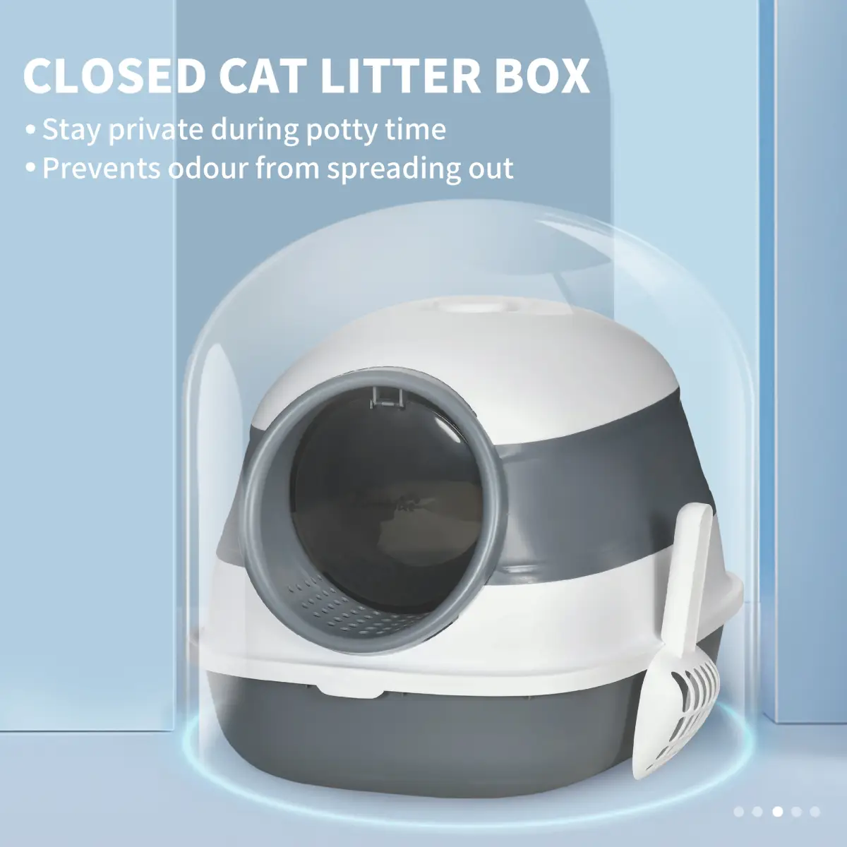 PawHut Cat Litter Tray with Lid, Hooded Cat Litter Box w/ High Side, Deodorant, Scoop - Cat House