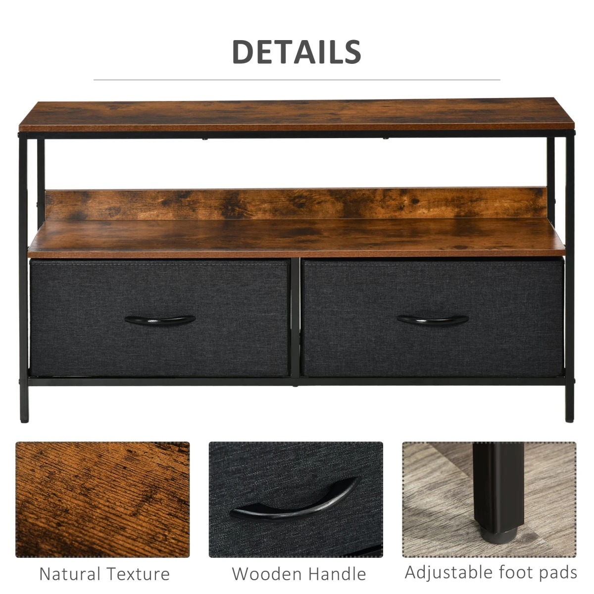 Homcom HOMCOM TV Console Wide Foldable Linen Drawers Living Room - TV Unit