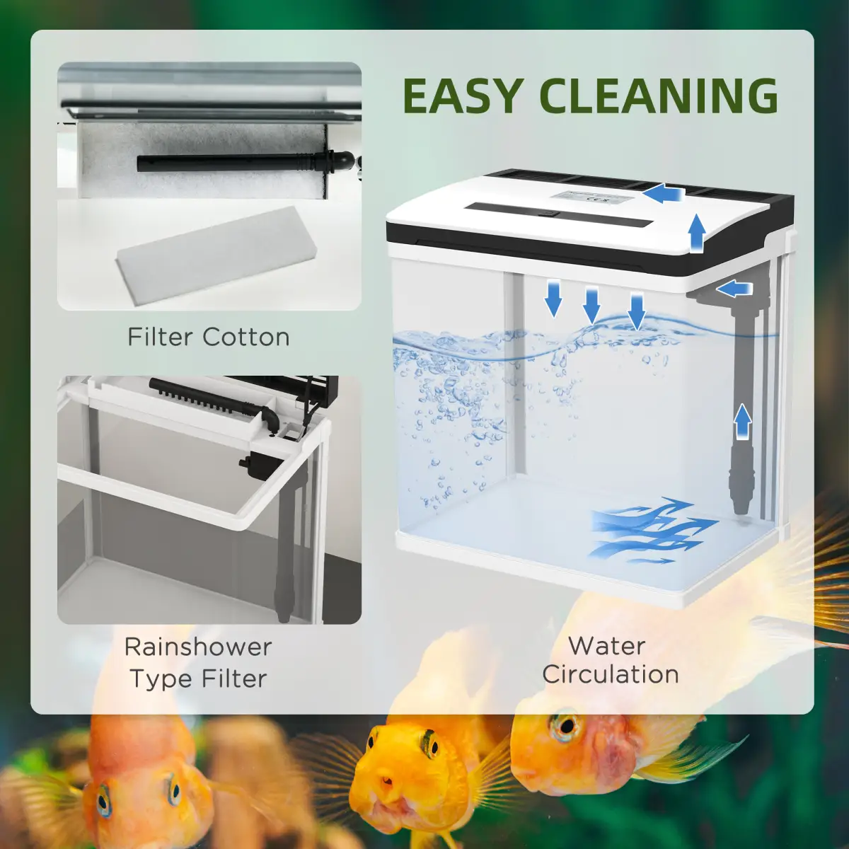PawHut PawHut Aquarium 13L Glass Fish Tank w/ Filter, LED Lighting, Water Pump - Aquariums