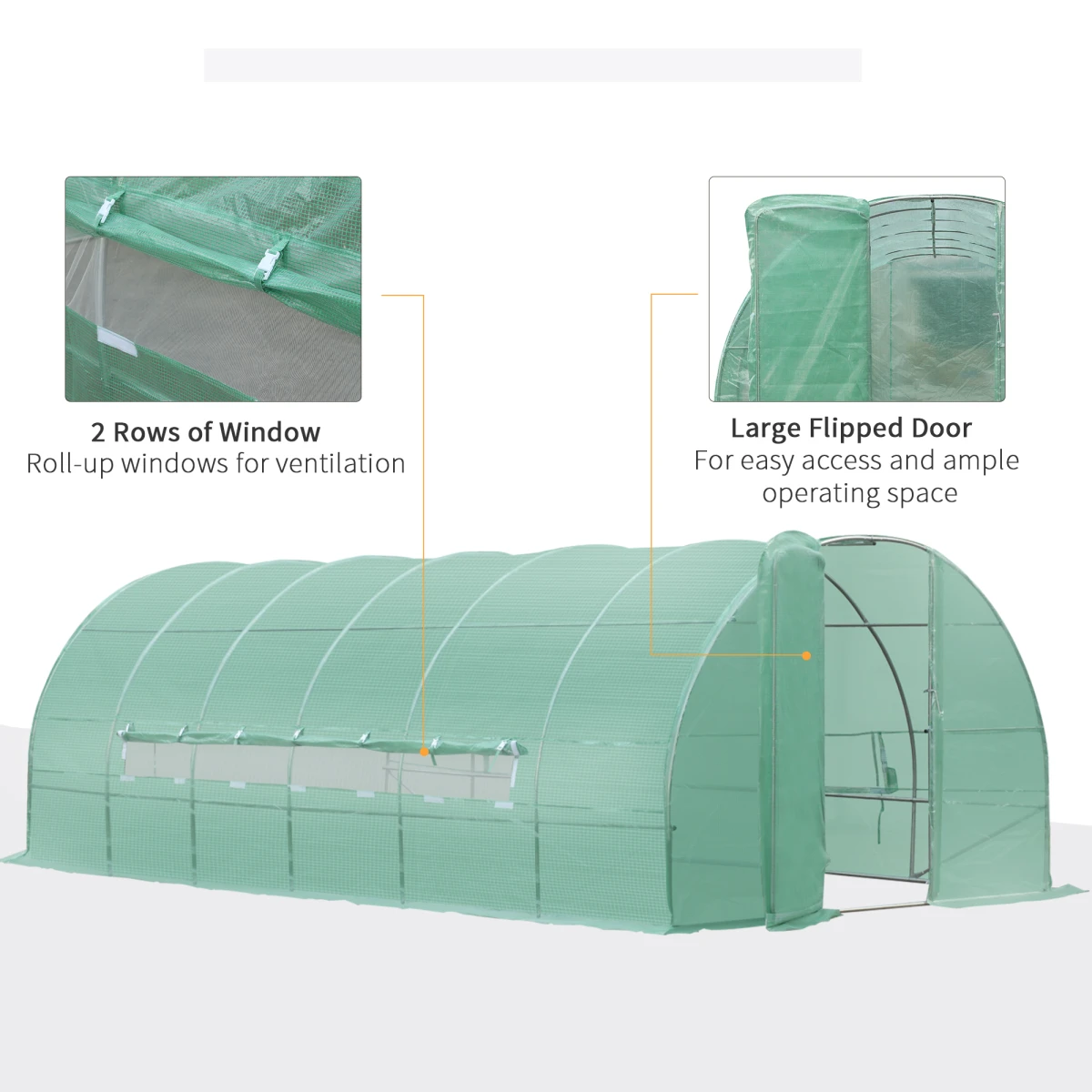 Outsunny Reinforced Walk In Polytunnel Greenhouse 6M By 3M Steel Frame Ideal For Year Round Gardeners - Greenhouse