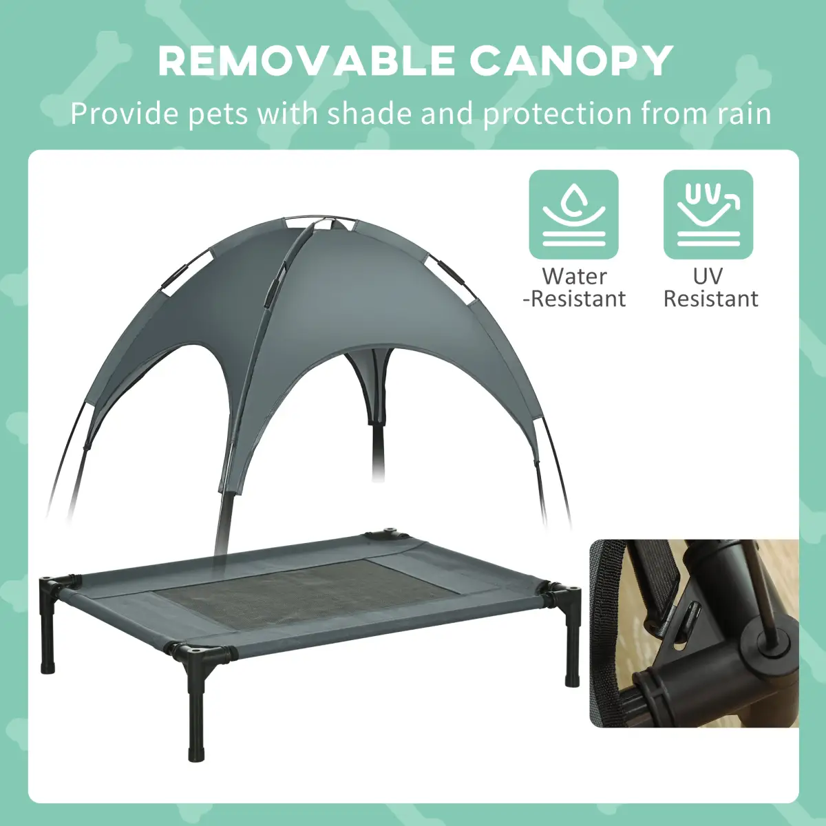 Unbranded 76 cm Elevated Dog Bed Cooling Raised Pet Cot UV Protection Canopy Grey Pawhut - Dog Beds