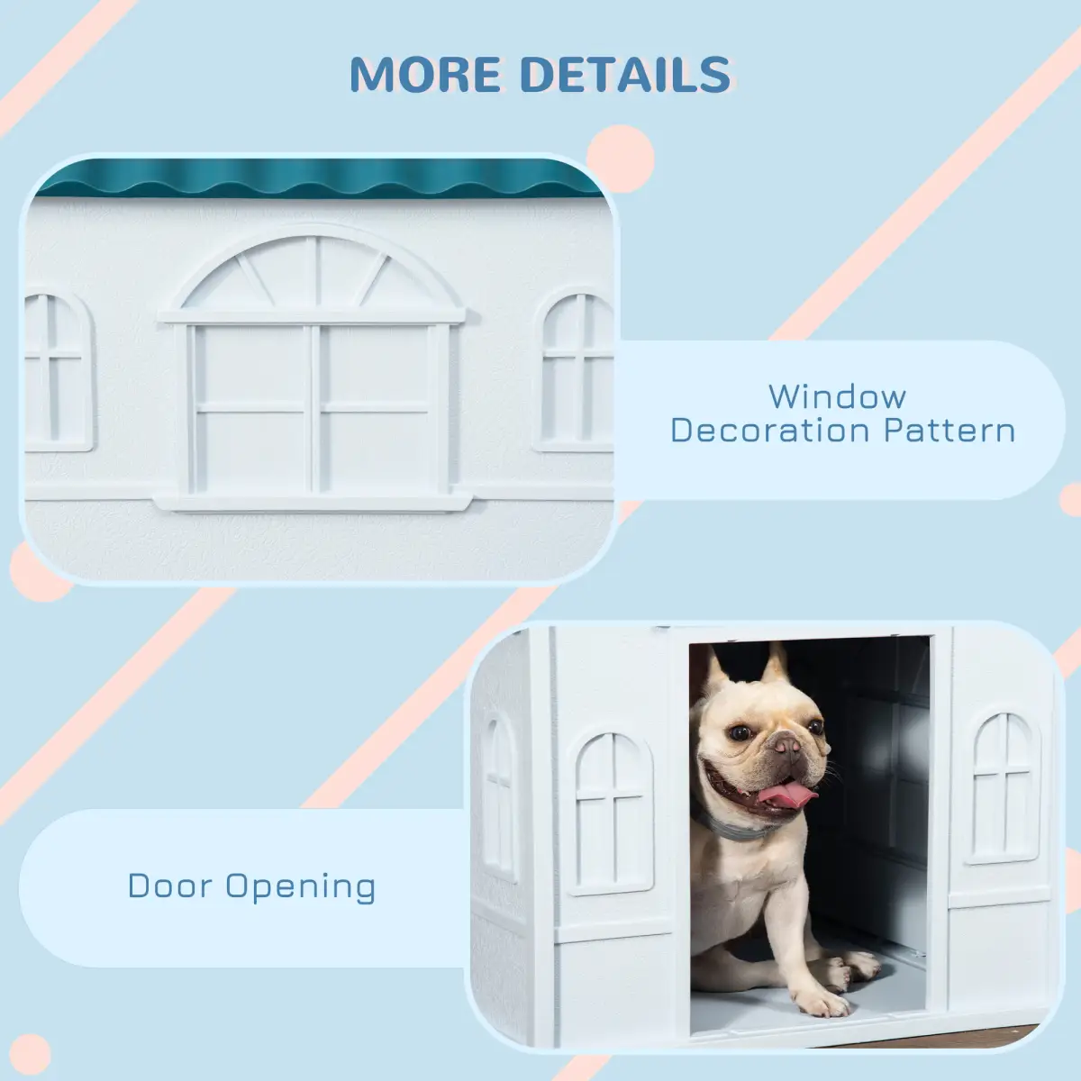 PawHut PawHut Weather-Resistant Dog House, Puppy Shelter for Medium Dogs - Blue - Dog Kennel