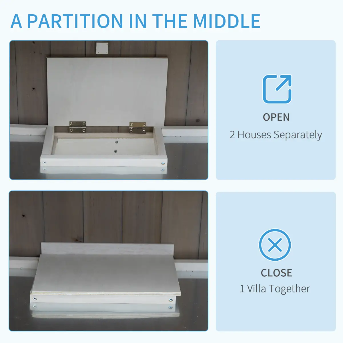 Unbranded Two-Tier Wooden Rabbit Hutch w/ Wheels, Trough, Rain Cover, Tray - Grey Pawhut - Rabbit Hutch