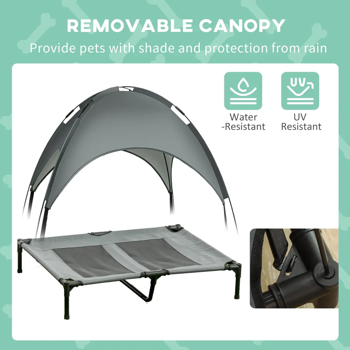Unbranded 92 cm Elevated Dog Bed Cooling Raised Pet Cot UV Protection Canopy Grey Pawhut - Dog Beds