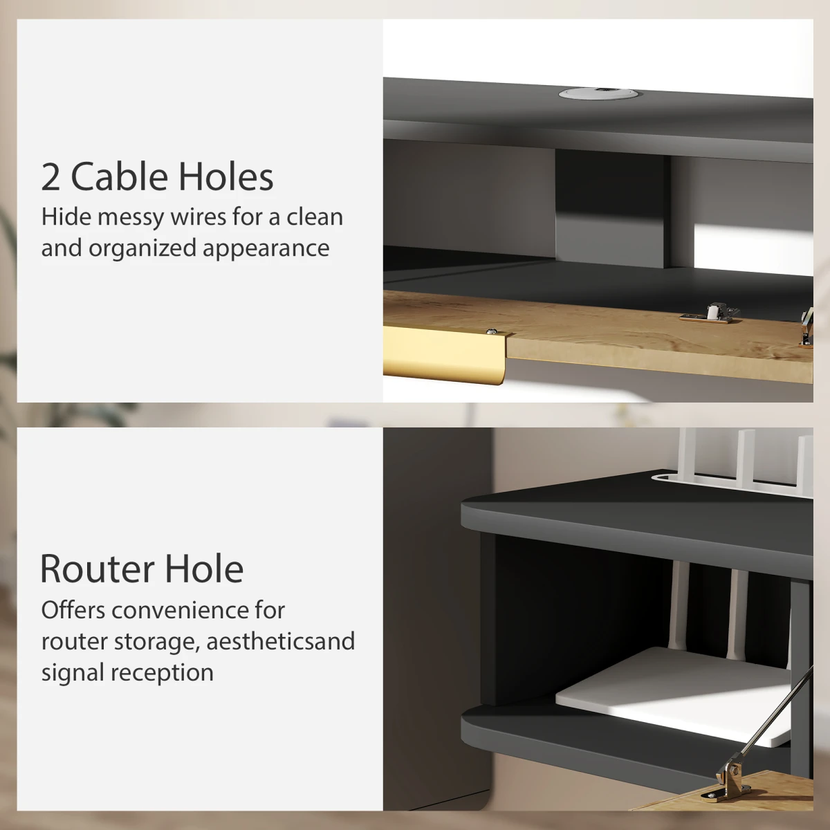 HOMCOM TV Console 120 cm with Cable Holes for Living Room - TV Unit