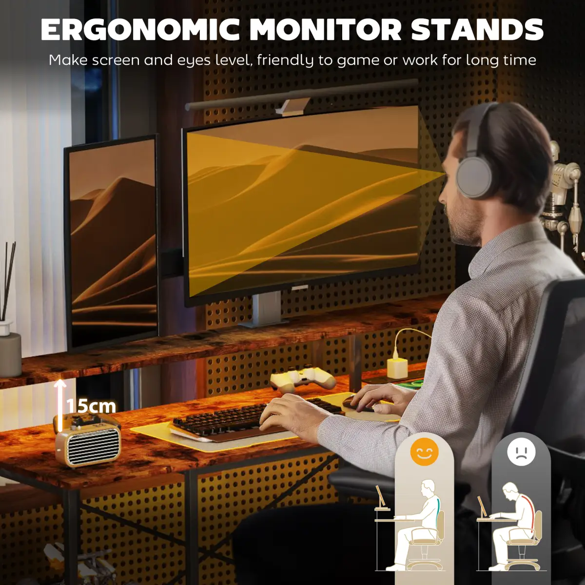 HOMCOM HOMCOM L Shaped Gaming Desk w/ LED Lights and Power Outlets for Small Space - Desk