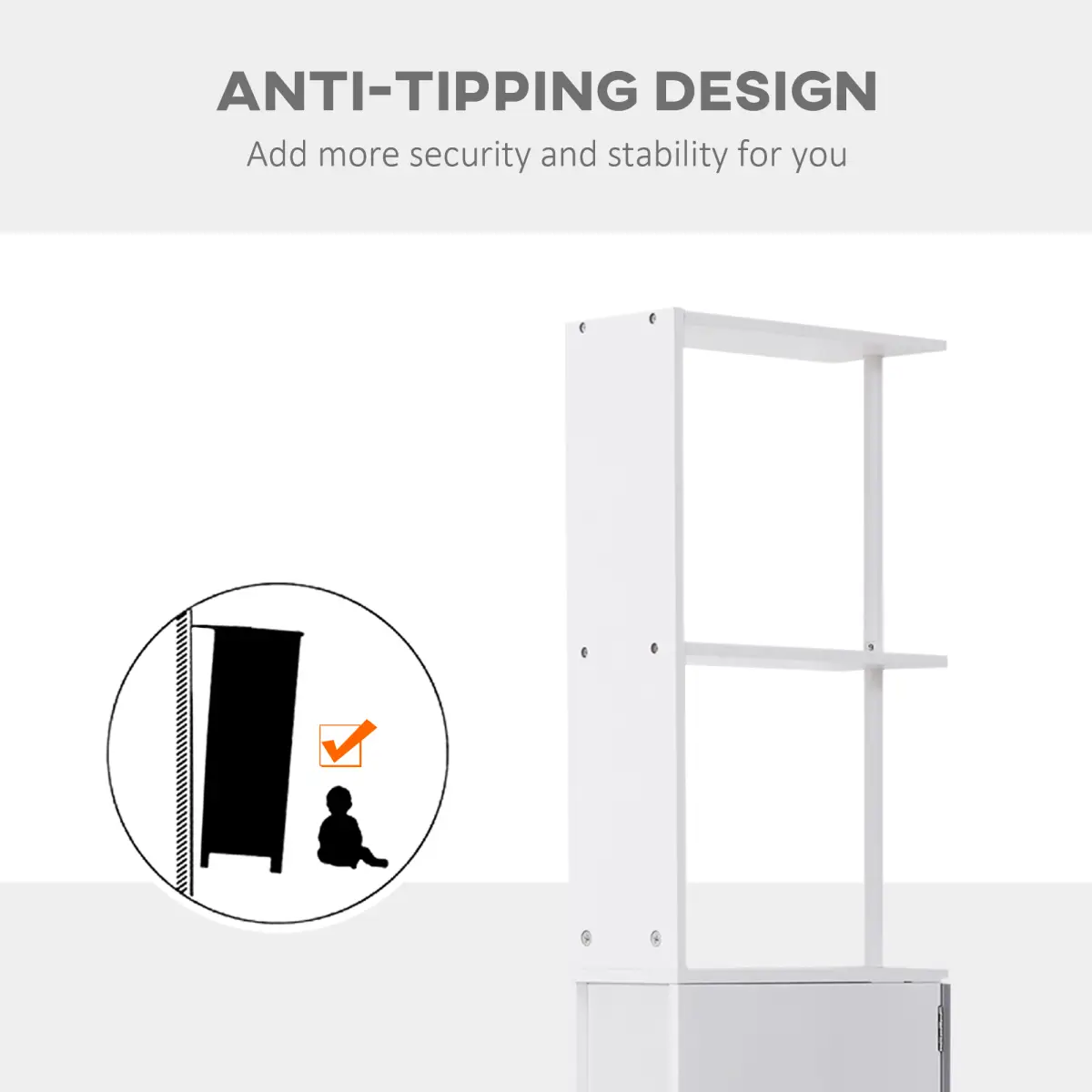 Unbranded HOMCOM Bathroom Storage Cupboard Thin Cabinet Unit Shelf White w/ Drawers - Display Cabinet