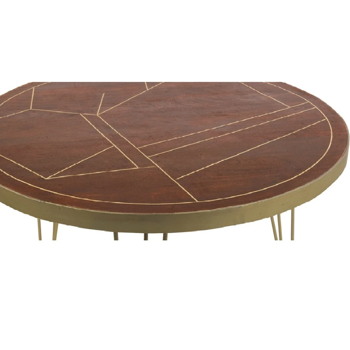 Dark Gold Round Dining Table Dia 48in Inlaid Metal For Homes by Indian Hub