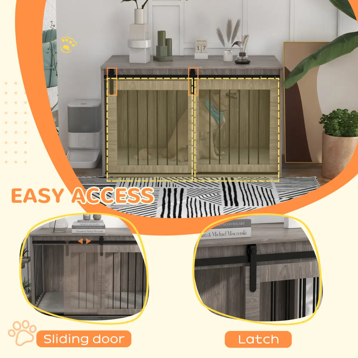 PawHut PawHut Dog Crate Furniture with Removable Cushion for XL Dogs - Brown - Dog Crate