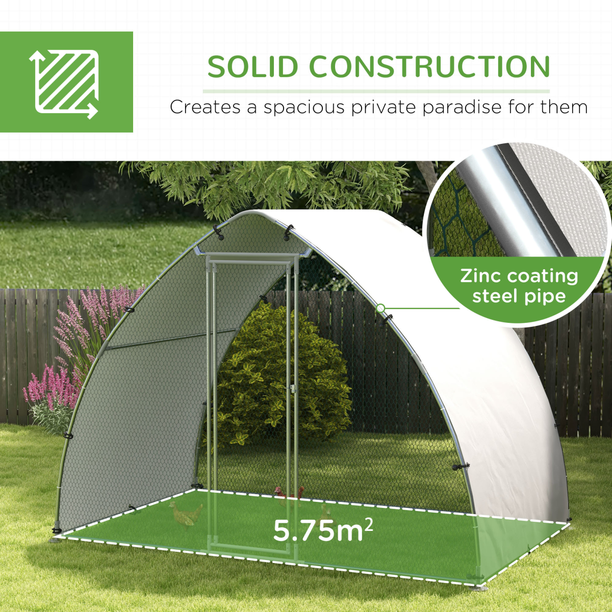 PawHut Walk-In Chicken Run with Cover, for 4-6 Chickens, 3 x 1.9 x 2.2m - from PawHut