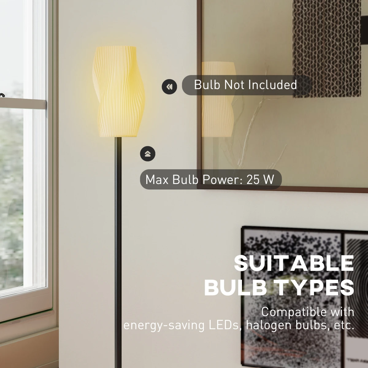 N/A Premium Floor Lamp With 3D Printed Shade E27 25W Foot Switch ABS Metal Body Perfect For Living Rooms And Home Offices - Lamp
