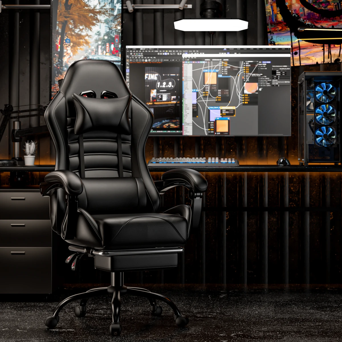 Premium Gaming Chair High Back Adjustable Lumbar For Gamers by N/A