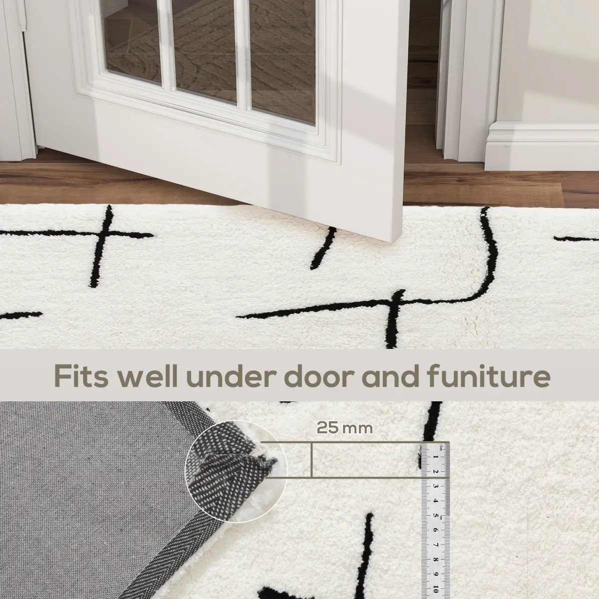 HOMCOM HOMCOM High Pile Modern Shaggy Rug, Soft Floor Carpet 120 x 170 cm, Cream - Rug