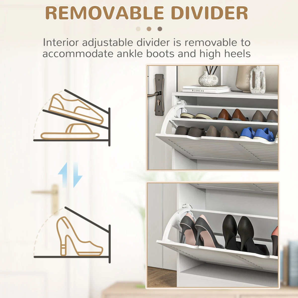 HOMCOM HOMCOM Slim Shoe Cabinet 2 Drawers Entryway - Shoe Storage