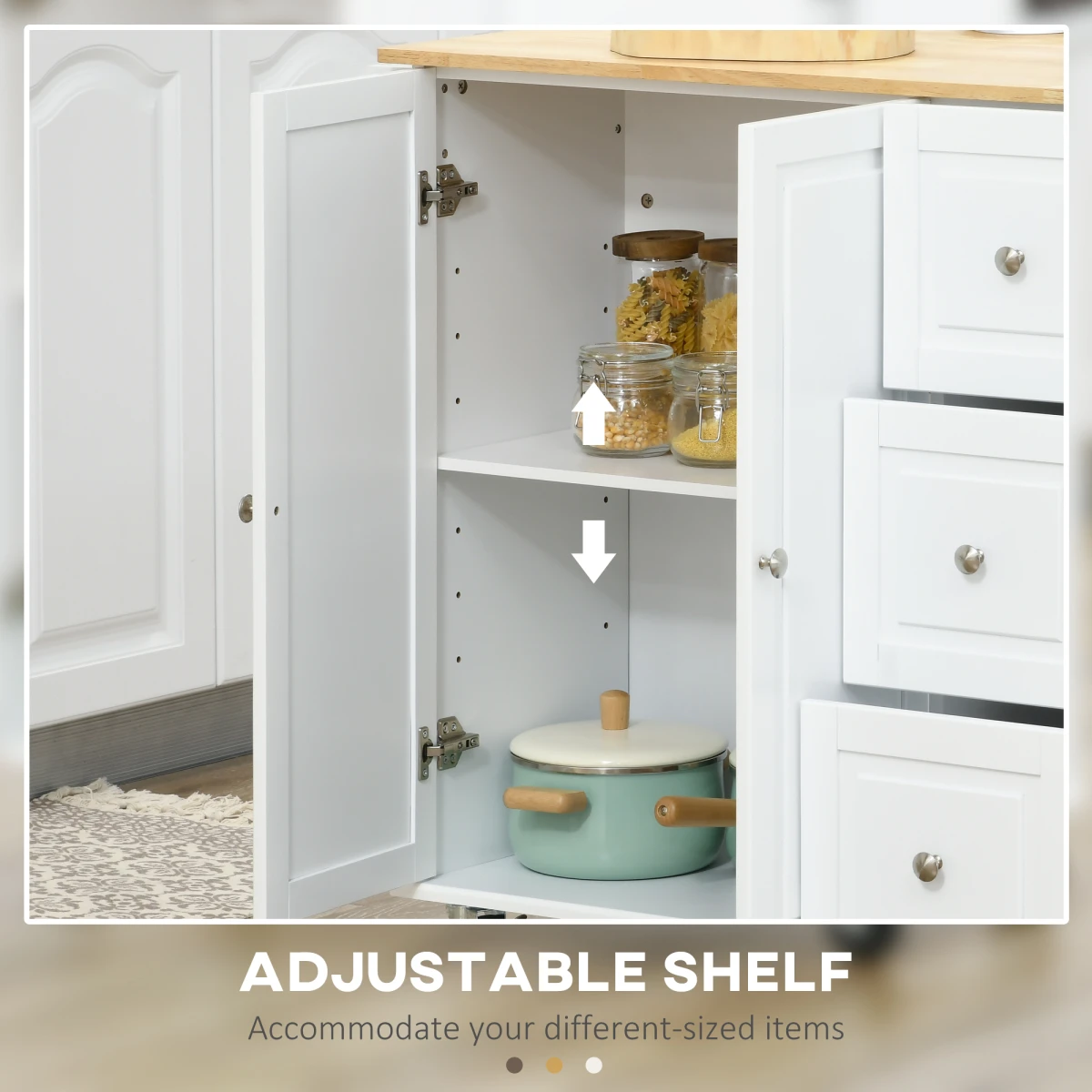 HOMCOM Kitchen Island Cart On Wheels Drop Leaf White Home by HOMCOM