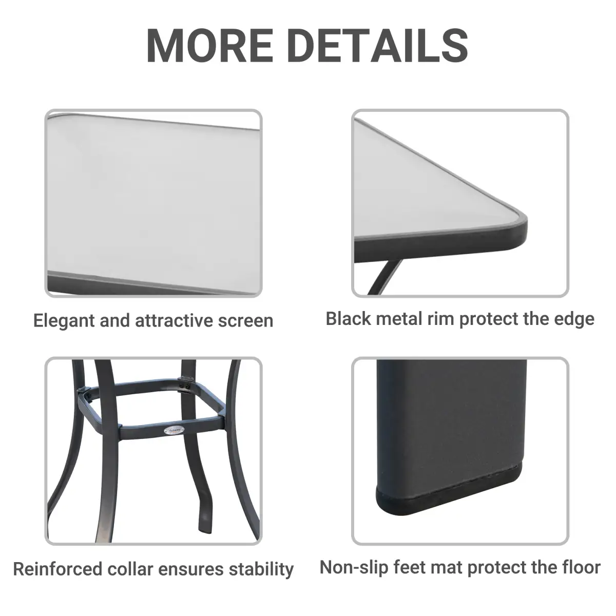 Outsunny Square Glass Bistro Table Bar Dining Kitchen Breakfast Party Table 68.5x84 cm - Garden Table