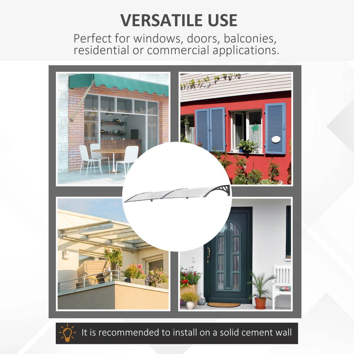 Outsunny Premium Door Canopy Awning Clear UV Shield Home - Cover