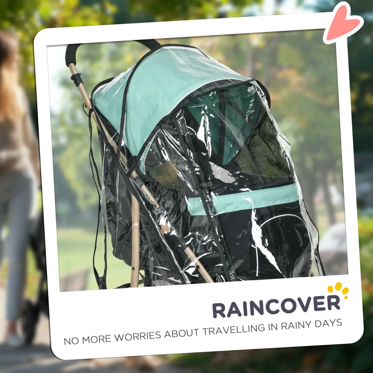 PawHut PawHut Pet Stroller for XS and S Dogs with Rain Cover - Green - Pet Carrier