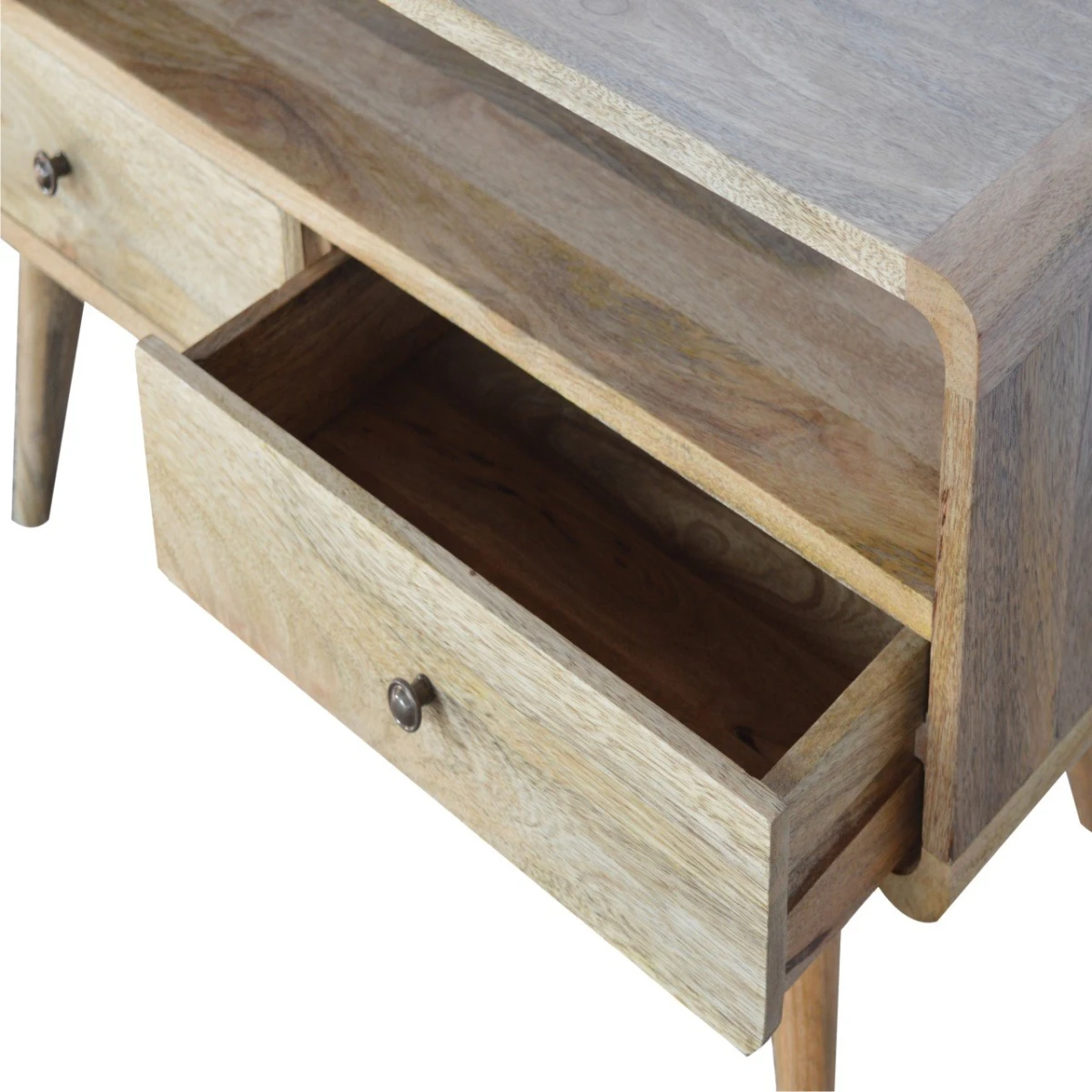 Artisan Furniture Artisan Solid Wood Media Unit Curved Oak Drawers 90cm Home - TV Unit