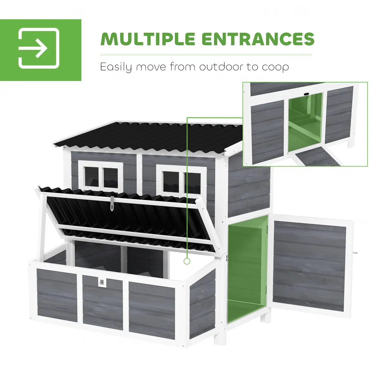 PawHut PawHut Wooden Chicken Coop w/ Nesting Box for 4-6 Chickens, 100 x 86 x 100cm - Chicken Coop