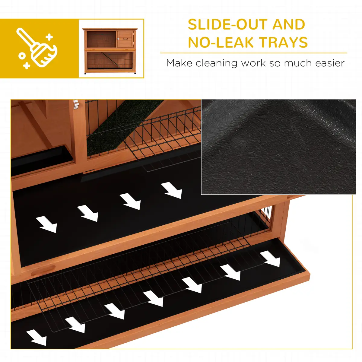PawHut PawHut Wooden Rabbit Hutch Antiseptic Outdoor, for 1-2 Rabbits, Orange - Rabbit Hutch
