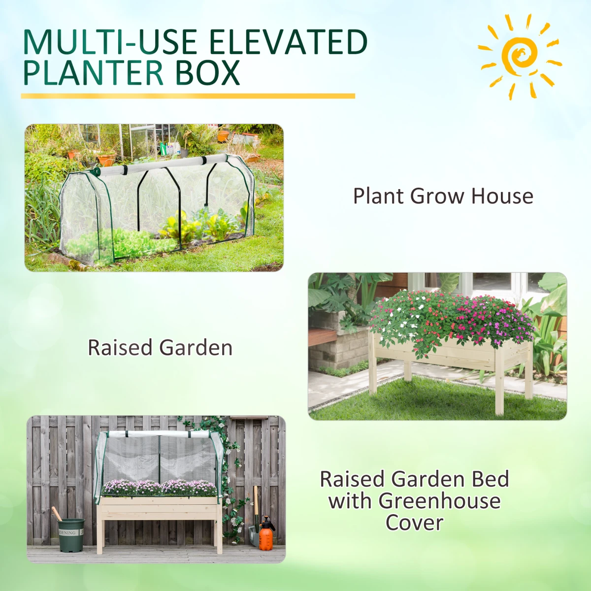 Outsunny Top Garden Bed 4ft Planter Greenhouse Cover For Gardeners - Planters