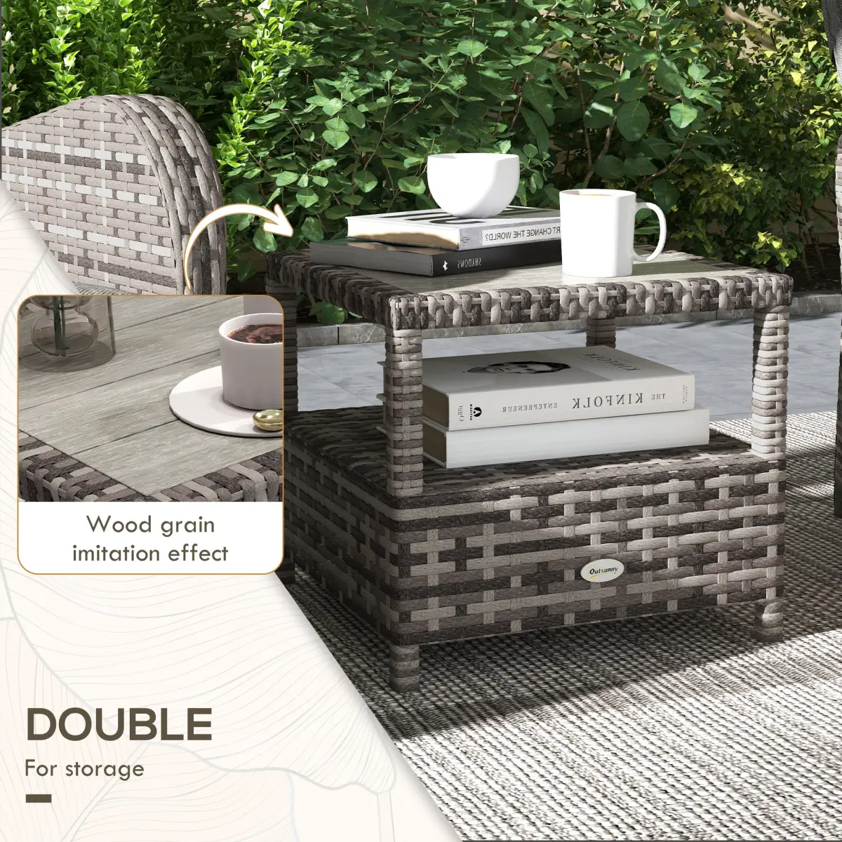 Outsunny Outsunny 3 PCs Rattan Chaise Lounge Sofa Set w/ Cushion for Patio Yard Porch - Garden Sofa Sets