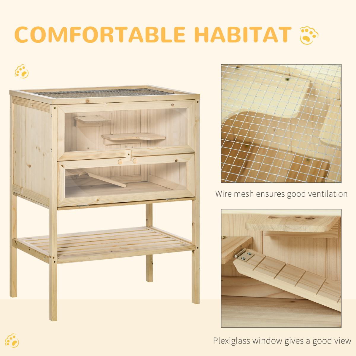Hamster Cage House Pet Play Exercise 3 Tiers Mouse Wooden Fir Small Animals - from Unbranded